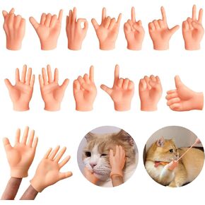 Kaemi 15 Pcs Mini Tiny Hands for Cats Funny Stretchable Little Hands Cute Soft Finger Hands for Finger Puppets Prank Show Cat Lover Gifts Party Favors