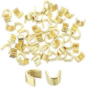 uxcell 70Pcs Zipper Slider Retainers, 5mm U Shape Top Stoppers Closed-end Zippers Replacing for Bags Coats Jackets Backpacks, Light Gold