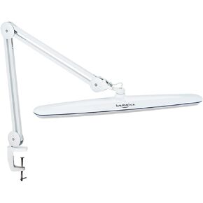 Task Lamp with Clamp, 23 Inch Lamp Head, 117PCS LEDs, Metal Swing Arm, 24W 2200 Lumen Dimmable Led Desk Lamp for Home Office Study Reading Dorm Workbench Craft, White