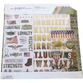Tree House Studio Military Patriotic Papercrafting Scrapbook Kit - Includes 13 Pieces