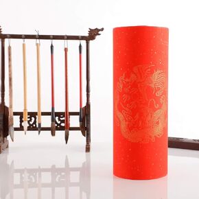 KYMY Chinese Red Xuan Paper Roll, Spring Festival Asian Blank Calligraphy Rice Paper- 17cm x 20m, Dragon Phoenix Door Chunlian Duilian Scrolls Couplets for Asian Vietnamese Korea Lunar New Year 对联春联纸