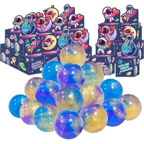 24 Pack Valentines Day Gifts for Kids, Galaxy Slime with Greeting Card Box Stress Relief Slime Toy for Adult Party Favor, Valentine's Day Classroom Exchange Prizes Gift Set