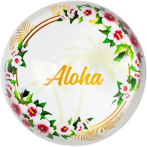 Aloha Designs Aloha Desk Organizer Paper -Top Peace Piece 3 Ing Glass Dome Papeweight ، Great for Desk Top ، تنظيم البريد ، التذكاري ، منظم الورق ، ديكور المنزل - بالإضافة إلى 1 ألوها ملصق