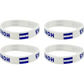 4 Pcs Honduras Honduran Country Flag Rubber Bracelets, National Flag Silicone Bracelet, Rubber Wristbands Patriotic Decorations Gift