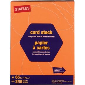 Staples 862158 Brights Cardstock Paper 65 Lbs 8.5-Inch X 11-Inch Bright Orange 250/Pk