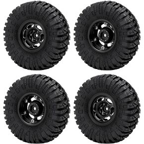 4Pcs 1.3" Beadlock Wheels and Tires Set for 1/18 1/24 RC Crawler Car SCX24 Ascent-18 TRX4M Upgrade Parts, Style B, Grey