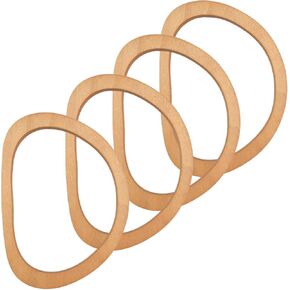 Enenes Wood Purse Handle, 4 PCS Wooden Handles Handmade Bag Handle, Replacement Oval Shaped Handles for Straws Beach Bags Canvas Handbags Making (Oval Wood Handle-4)