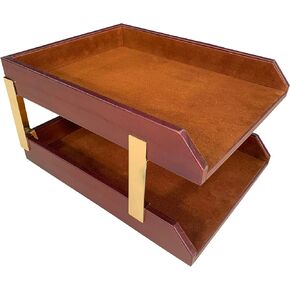 Dacasso Mocha Leather Double Letter Tray (A3020)