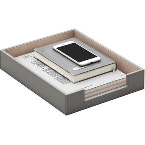 صينية رسائل جلدية ، منظم مكتب Auvahox Elegant للومادات المكتبية ، البريد ، ورق ، ملف ، مجلة ، موفر للمساحة المثالية للمكتب (رمادي)