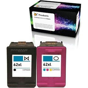 Remanufactured Ink Cartridge Replacement for HP 62XL for HP Officejet 5742 5740 8040 Envy 5540 5640 5660 7640 Printers (1 Black 1 Color)