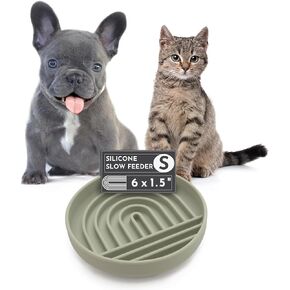 The Slowdown Bowl - Silicone Slow Feeder for Cats & Dogs, Slow Eating, Modern Lick Mat Design, Reduces Gulping, Dishwasher Fit, for All Cat & Dog Breeds, Mealtime Solution, Small-Sage