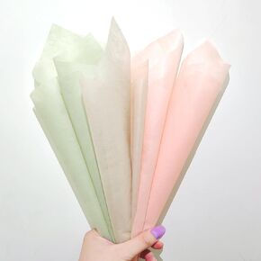 FORESRUM 150 Sheet Flower Wrapping Paper - Flower Bouquet Wrapping Paper(Green, Pink, Beige) for Flower Wrapping Bouquet Wrapping Tissue Craft