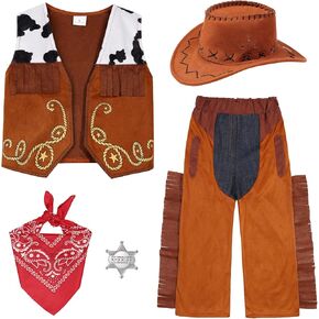 Cowboy Costume Kids Boys Toddler Cowboy Costume with Hat Halloween Party Dress Up