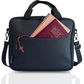 Go.Ve.U Large Bible Cover Shoulder Strap Bible Carrying Case for Women and Men Zippered Pocket Water-Resistant Bible Bag