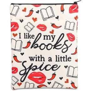 Spicy Lovers Book Sleeve Smut Slut Gift Smutty Book Club Book Cover Dark Romance Book Gift I Like My Books with A Little Spice Pouch Gift for Bookish Bookworm (BookWithSpice BS)
