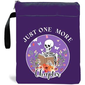 Book Lover Book Sleeve Gifts, Just One More Chapter Book Club Bookish Gifts, Book Sleeve with Zipper and Front Pocket, Book Covers for Paperback, 11.4 x 9.05 Inch, Gifts for Women Librarian