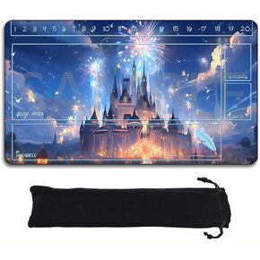 Playmats Compatible Lorcana Size 24x14 Inches TCG Gaming Mat 10, Non-Slip Rubber with Zones Play Mat and Free Storage Bag (DIS10-zone1, 24 x 14 in)