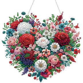 JJFox DIY Diamond Art Hanging Kit for Adult,Special Shaped Rhinestone,Acrylic Diamond Art Painting Window Pendants Home Garden Wall Hanging Kits Hanging Ornament,Double Sided (Flower)