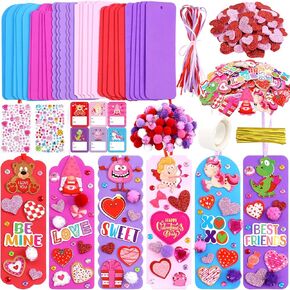 Fancy Land 36 Sets Valentines Crafts for Kids Foam DIY Valentine’s Day Bookmarks Ornaments Craft Kits Classroom Activities Valentines Day Decorations