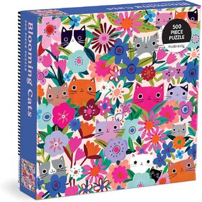 Mudpuppy Blooming Cats – 500 Piece Family Jigsaw Puzzle with Colorful and Fun Illustrations of Floral Themed Cats for Children Ages 8 and Up
