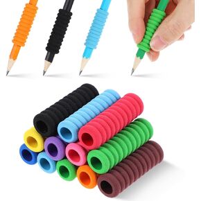 50Pcs Pencil Finger Grips for Kids Handwriting, Ergonomic Sponge Pencil Grippers, Writing Tool with 10 Grooves, Mixed Colors Foam Pen Grips for Kids Toddlers Adults