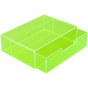 Acrylic Desk Organizer with Drawer for Makeup Vanity Stackable Desktop Storage Box for Office Supplies, 13.8 x 9.8 x 3.9’’, Neon Green