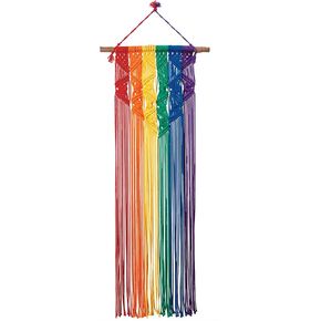Solid Oak Macramé Wall Hanging Kit Large Macrame Wall Hanging Kit | Rainbox Colors | Macrame Kits for Adults & Beginners | Macrame Home Wall Decor MWH058