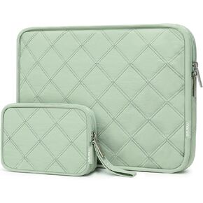 MOSISO 13-14 inch 360 Protective Laptop Case, Square Quilted Laptop Sleeve Bag Carrying Case Compatible with MacBook Air/Pro 13 13.3/Air 13.6/Pro 14, HP, Dell, Lenovo, Asus with Small Case, Sage Green