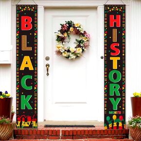Black History Month Banner, Black History Month Decorations Porch Banner, African American Holiday Front Door Sign, Black History Month Banner Indoor Outdoor Decor