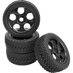 17mm Hex Hub 4.4''OD Rubber Tires & Plastic Wheel Rim with Foam Compatible with Arrma Python Mega HSP Redcat Kyosho ExceedRC Traxxas Losi HPI 1/8 Off-Road RC Buggy