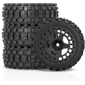 RC Car Tires Wheel, Rubber Tires and Plastic Wheel for 1/18 ARRMA Typhon GROM (1/14 White)