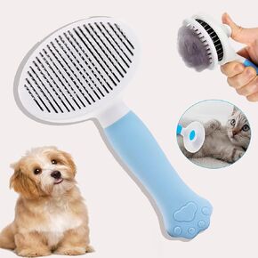 تنظيف ذاتي Slicker Brush-Dog Cat Bunny Pet Grooming Shedding Brush-Sesawilliam مناسبة قصيرة ومتوسطة وطويلة للحيوانات الأليفة ذات الشعر ، والاستمالة المريحة (الأزرق)