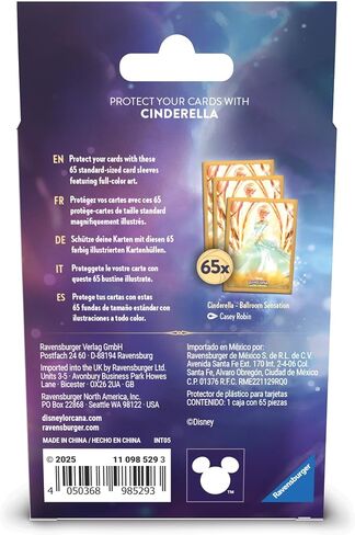 Ravensburger Disney Lorcana TCG: أكمام بطاقة جزيرة Archazia التي تتميز بـ سندريلا - قاعة الإحساس | 65 أكمام واقية لطوابق TCG | الأعمار 8+ in Saudi Arabia