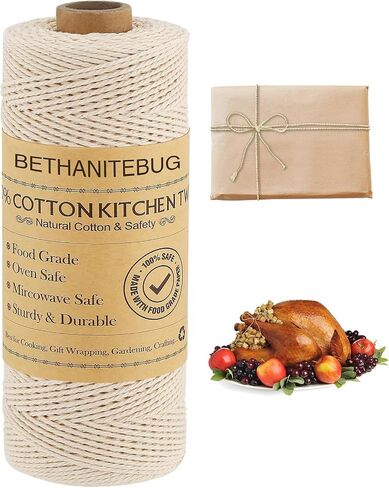 Butchers Twine, 200m/656 1mmThick Feet String Oven Safe Cotton Cooking Meat Rope Bakers Twine Fit to Tying Meat, Making Sausage, Trussing Turkey, Roasting, Cooking and Packing (Beige) in Saudi Arabia