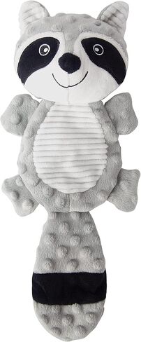 No Stuffing Squeaky Dog Toys Plush Chew Toy for Small Medium Puppy Large Breed, Stuffless Cute Animal Plush Toy for Indoor Play, Tough Durable Teething Interactive Gift, Raccoon,Gray in Saudi Arabia