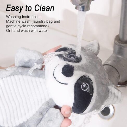 No Stuffing Squeaky Dog Toys Plush Chew Toy for Small Medium Puppy Large Breed, Stuffless Cute Animal Plush Toy for Indoor Play, Tough Durable Teething Interactive Gift, Raccoon,Gray in Saudi Arabia