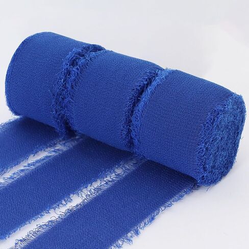 3 Rolls Royal Blue Chiffon Ribbon 1 inch× 5 Yards Ribbon Fabric Silk Ribbon for Gift Wrapping Wedding Party Decoration Flower Bouquet Wrapping Bows Making DIY Crafts in Kuwait