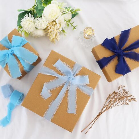 3 Rolls Royal Blue Chiffon Ribbon 1 inch× 5 Yards Ribbon Fabric Silk Ribbon for Gift Wrapping Wedding Party Decoration Flower Bouquet Wrapping Bows Making DIY Crafts in Kuwait