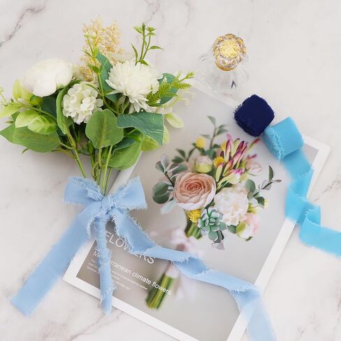 3 Rolls Royal Blue Chiffon Ribbon 1 inch× 5 Yards Ribbon Fabric Silk Ribbon for Gift Wrapping Wedding Party Decoration Flower Bouquet Wrapping Bows Making DIY Crafts in Kuwait
