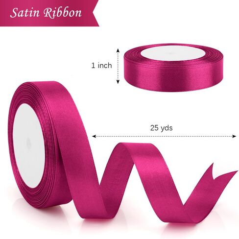 Hot Pink Ribbon for Gift Wrapping Pink Ribbon for Flower Bouquet 1 Inch 25 Yards Wedding Ribbon Rose Ribbon Bouquet Ribbon Gift Ribbon Pink Satin Ribbon for Lei Making Wrapping Ribbon Valentines Day in Kuwait