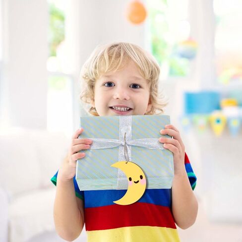 Awizom 48 pcs قواطع خشبية القمر القمر غير المكتمل شكل القمر الخشبي الحلي الفارغة القمر الخشبي لطلاء شرائح القمر الخشبية مع خيوط لعلامات DIY عيد ميلاد زفاف دش الطفل معلقة ديكور ، 3.94x3.11 in Kuwait