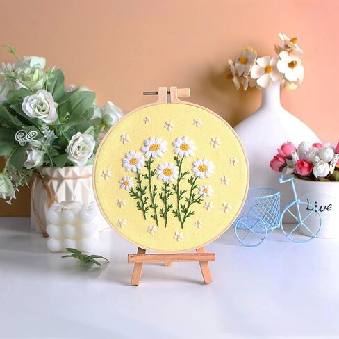 Louise Maelys Daisy Flower Beginners Kits ، Cross Stitch Kit للبالغين ، إبرة DIY مع نمط الأزهار ، بما في ذلك الطوق والموضوعات والتعليمات in Kuwait