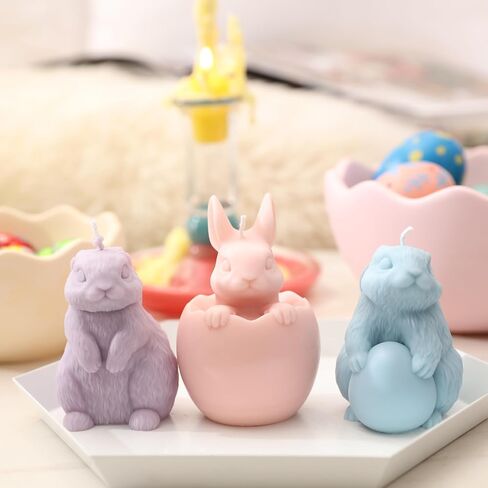 Boowan Nicole Easter Egg & Bunny Candle Silicone Mould لصنع الشموع ، قالب الشوكولاتة لزخارف هدايا عيد الفصح DIY (LZ0668-2) in Kuwait