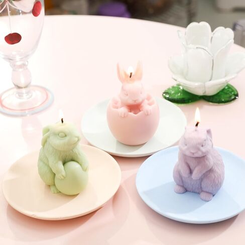 Boowan Nicole Easter Egg & Bunny Candle Silicone Mould لصنع الشموع ، قالب الشوكولاتة لزخارف هدايا عيد الفصح DIY (LZ0668-2) in Kuwait