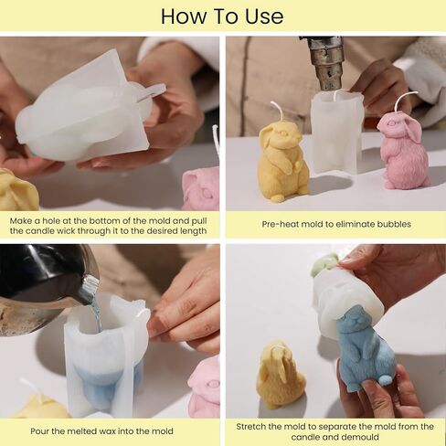 Boowan Nicole Easter Egg & Bunny Candle Silicone Mould لصنع الشموع ، قالب الشوكولاتة لزخارف هدايا عيد الفصح DIY (LZ0668-2) in Kuwait