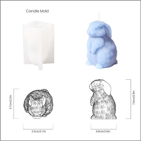 Boowan Nicole Easter Egg & Bunny Candle Silicone Mould لصنع الشموع ، قالب الشوكولاتة لزخارف هدايا عيد الفصح DIY (LZ0668-2) in Kuwait