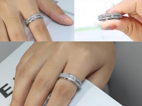 Fidget Ring Women for Anxiety Rings:Personalized Inspirational Mantra Stainless Steel Silver Black Rainbow Rose Gold Spinning Ring for Men Women Friend Encouragement Gift size 6 7 8 9 10 in Saudi Arabia