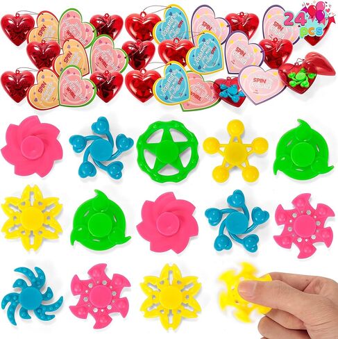 JOYIN 20 Pack Valentines Cards with Fidget Spinner and Red Prefilled Hearts, Stress Relief Hand Finger Spinner Fidget Toys for Boys Kids Valentine’s Day Party Favors in Saudi Arabia