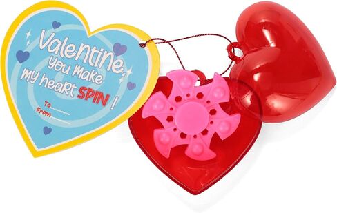 JOYIN 20 Pack Valentines Cards with Fidget Spinner and Red Prefilled Hearts, Stress Relief Hand Finger Spinner Fidget Toys for Boys Kids Valentine’s Day Party Favors in Saudi Arabia