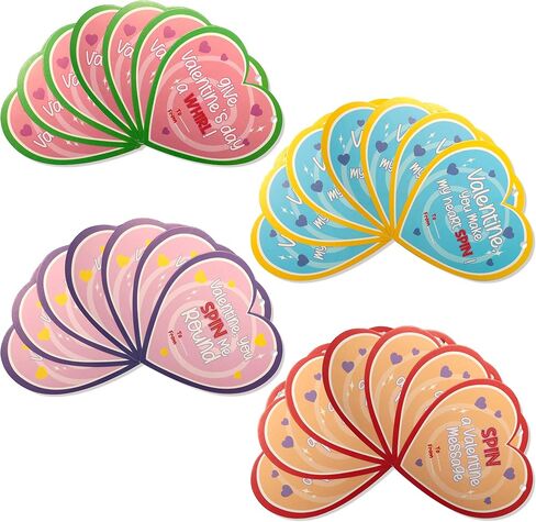 JOYIN 20 Pack Valentines Cards with Fidget Spinner and Red Prefilled Hearts, Stress Relief Hand Finger Spinner Fidget Toys for Boys Kids Valentine’s Day Party Favors in Saudi Arabia